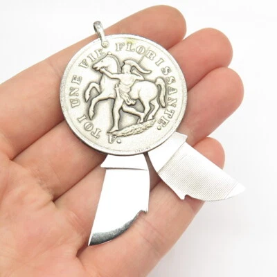 925 Пробы винтажный "A Tuoi Une Vie Florissante" монета медаль кулон - Изображение 1 из 4