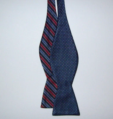 Pajarita de hombre NEGRO AZUL ROJO a rayas geométrica reversible seda 2-1/2" bt-79 Foto 1 de 2