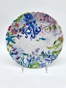 S 4 Pier 1 Imports Octopus Coral Melamine Salad Dessert Plates Nautical Coastal - Picture 1 of 7