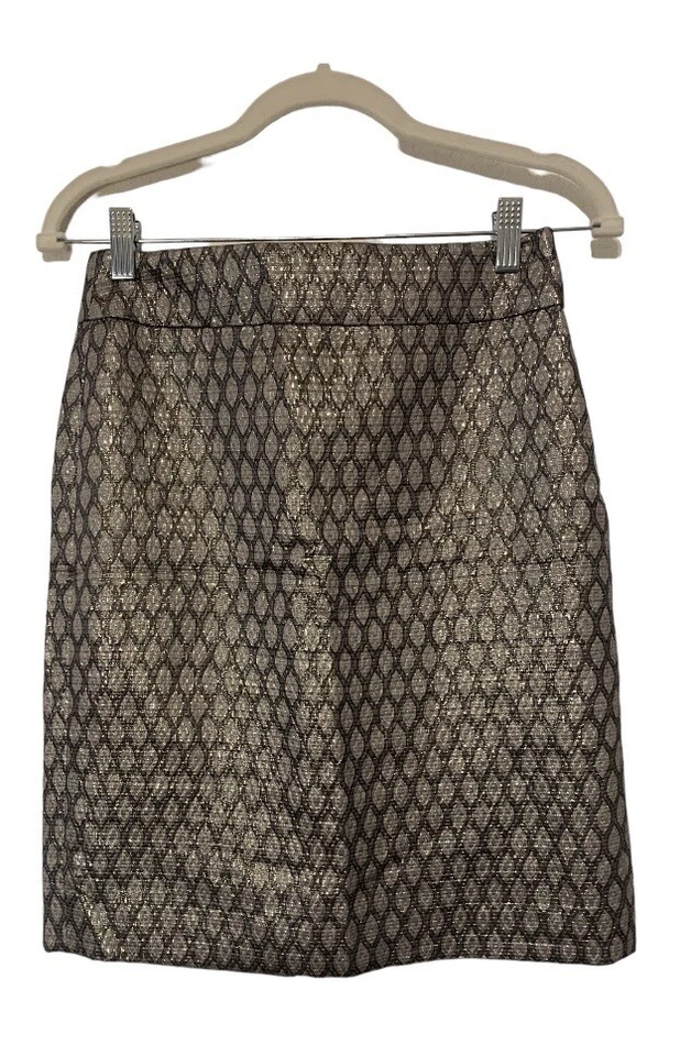 J Crew женщин размер 0 карандаш юбка Gunmetal матлассе металлический принт коктейль - Изображение 1 из 4