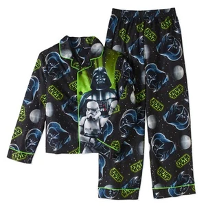 Star Wars 2 PC Long Sleeve Button Down Pajama Set Boy Size 8 10/12 - Picture 1 of 1