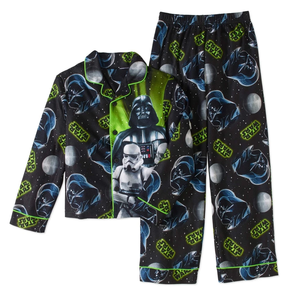 Conjunto de pijama Star Wars 2 peças manga longa botão para baixo menino tamanho 8 10/12 - Imagem 1 de 1