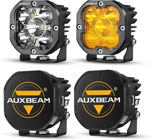 AUXBEAM 3inch LED Work Light Bar Pods Driving Lights + Protective Covers Shield - Picture 1 of 12