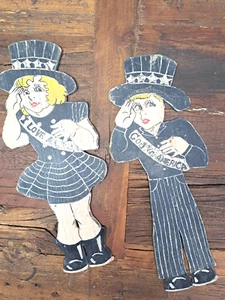 Primitive Patriotic Americana Folk Art I Love America God Bless America Children - Picture 1 of 12