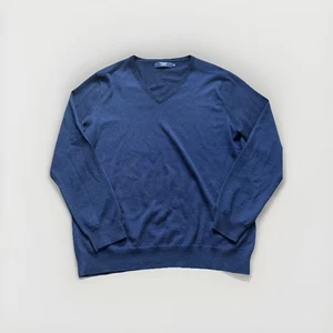 J Crew Men’s XL Marino Wool Navy Lightweight Pull Over Crew Neck Sweater - Picture 1 of 11