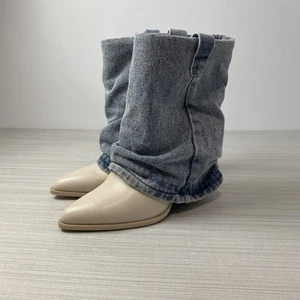 Steve Madden Womens Layne Ivory Cowboy, Western Booties 6.5 Medium - Picture 1 of 10