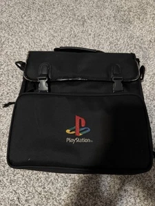 Sony Playstation One PS1 Messenger Travel Carrying Bag Black Vintage Worn Retro - Picture 1 of 8
