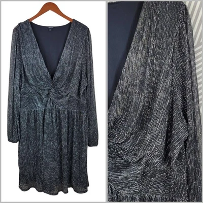 Torrid Dress Party Cocktail Plus Size 4 4X Knee Length Prom Silver Sparkle  - Image 1 of 4