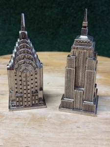 Saleros y pimenteros Godinger chapados en plata New York Landmark Empire NUEVO State - Imagen 1 de 6
