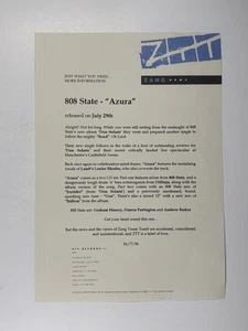 808 State Press Release Original 'Azura' Zang News Promotion 16th July 1996 - Imagen 1 de 12