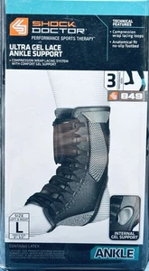 Shock Doctor Ultra Gel Lace-Up Ankle Brace Support Black Size Large Stabilizer - Picture 1 of 8