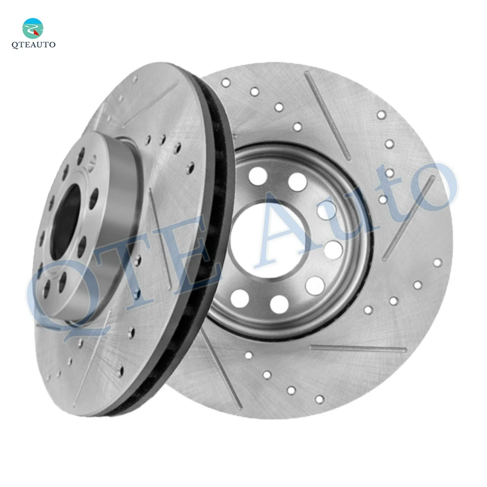 Front Drilled Slotted Brake Disc Rotors 288mm For 2012-2019 Volkswagen Beetle - Image 1 of 4