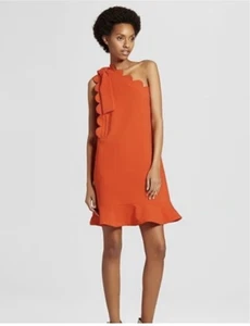 Victoria Beckham For Target NWT Orange One Shoulder Scalloped Edge Dress Size 3X - Picture 1 of 12