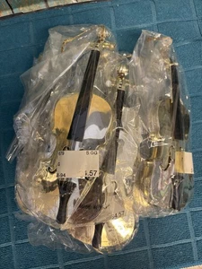 4 Vintage Goldene Violine Weihnachtsschmuck Ferienhaus Oma Kern Musik-Neu - Bild 1 von 2