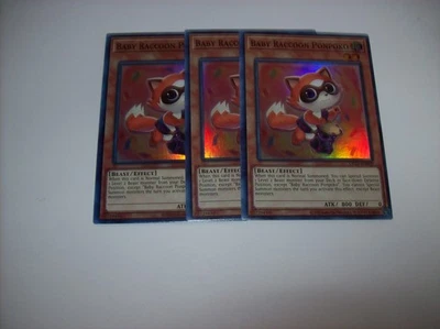 x3 Yugioh Baby Raccoon Ponpoko OP22-EN005 Super Rare NM Playset Free Shipping - Image 1 of 3