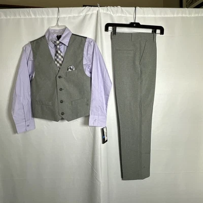Conjunto de terno Dockers masculino 4 peças, calça/camisa/colete/gravata roxo, cinza tamanho- 10 #1950 - Imagem 1 de 4