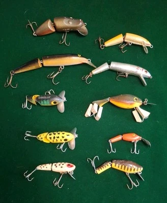 10 SEÑUELOS ARTICULADOS VINTAGE. ARBOGAST/RAPALA/PAW PAW/MIRACLE MINNOW/ETC  Foto 1 de 4
