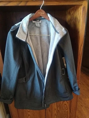 Free Country 女式 Live In It 抓绒衬里连帽夹克 2X 蓝色/黑色 — 第 1/4 张图片