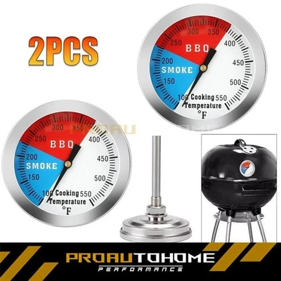 Termómetro de temperatura 2X 2" medidor barbacoa parrilla ahumador pozo termostato impermeable Foto 1 de 4