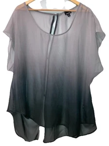 Torrid schwarz/grau Ombré durchsichtige Bluse Übergröße 2X 18-20 2 - Bild 1 von 9