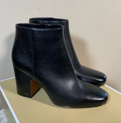 Nuevo en caja Michael Kors Elaine botín corto de cuero negro talla 8,5 cremallera lateral Foto 1 de 4