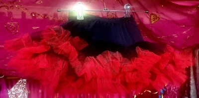 Child fluffy can-can tutu Black w/ Red Trim faery fairy festival dancer costume - Image 1 of 4