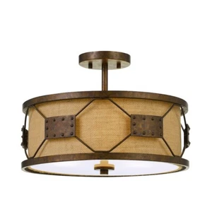 Cal Lighting Ragusa 2-in-1 Pendant/Semi Flush, Rust/Burlap, 11.5" - FX-3681-3 - Picture 1 of 1