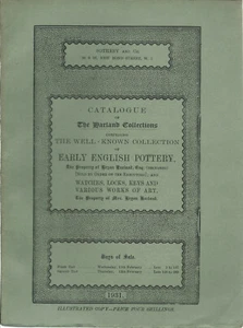 SOTHEBY’S Early English Pottery Locks Keys Harland Collection Catalog 1931 - Imagen 1 de 1