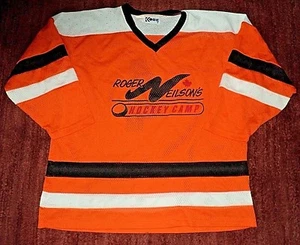 Vintage Roger Neilson Hockey Camp NEU 90er Spieler ausgestellt orange Trikot Größe XL - Bild 1 von 2