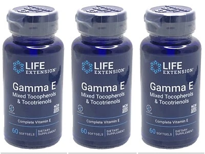 Gamma E Mezcla de Tocoferoles y Tocotrienoles, Extensión de Vida, 3 X 60 Geles 360mg 45 UI Foto 1 de 4