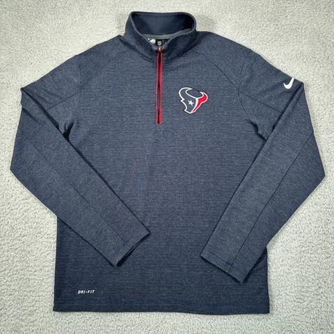 Houston Texans Mens Pullover Medium Blue 1/4 Zip LS On Field Dri Fit Nike NFL Cover