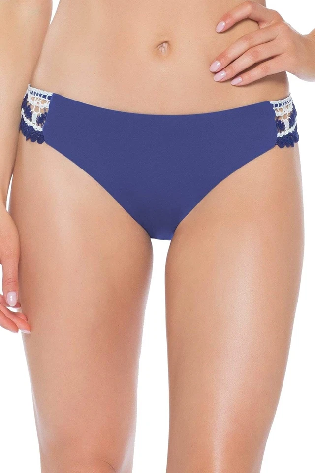 BECCA Blue Delilah Crochet Hipster Bikini Bottom Women's Size L 9803