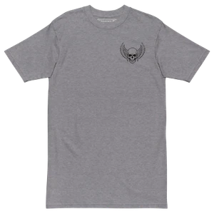 Winged Skull embroidered premium heavyweight tee - Picture 1 of 9