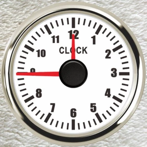 2-1/16''/52mm Clock Gauge White 9-32V for Car Truck Motorcycle Marine Golf Carts - Picture 1 of 5