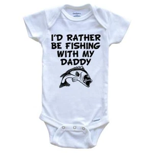 Fishing Bodysuit - I'd Rather Be Fishing With My Daddy Funny Baby Bodysuit - Picture 1 of 2