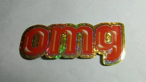 CHATSPEAK OMG OH MY GOD GOLD ORANGE TEXT #6 METALLIC STICKER - Picture 1 of 1