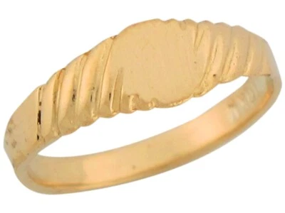 10k or 14k Yellow Gold Round Rope Designer Band Signet Baby Ring - Image 1 of 4