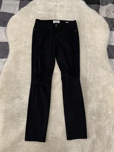 Frame Denim Black Le Skinny De Jeanne Distressed Jeans Size 26 - Picture 1 of 10