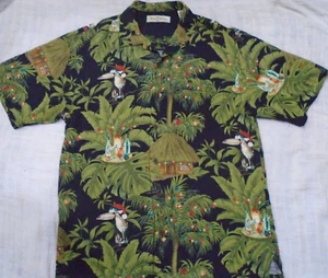 Tommy Bahama Workshop Silk Button Up Christmas Hawaiian Shirt Size Small - Picture 1 of 2