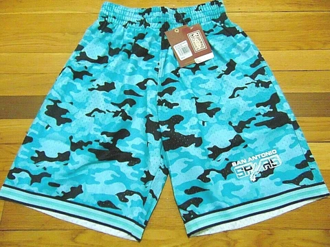 MITCHELL & NESS NBA HWC SAN ANTONIO SPURS CAMO MESH SHORTS SIZE M Cover