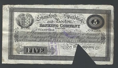 Great Britain Stamford, Spalding and Boston Banking Company 5 libras 1-5-1901 Foto 1 de 2
