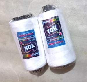 3 PLY 100% SPUN POLYSTER THREAD WHITE COLOR CONE 110GM EACH FOR SEWING, OVERLOCK - Picture 1 of 13