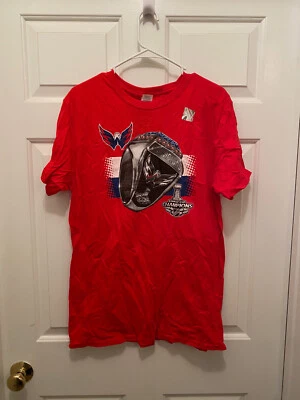 Camiseta roja mediana nueva con etiquetas Washington Capitals para hombre 2018 Stanley Cup Champions anillo Foto 1 de 3