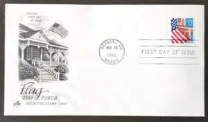 32c  Flag over Porch, Blue Date # 2897 FDC 1995 Artcraft - Picture 1 of 2