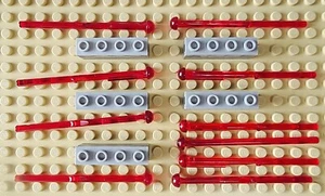 LEGO Parts: 5- 15301c01 Projectile Launchers, 10- 15303 Trans Red Arrows, Tested - Picture 1 of 1