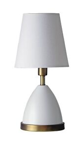 House of Troy Geo 12" Parabola Mini Lamp , White w/ Brass - GEO206
