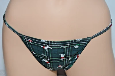 NWT Victoria's Secret Pink Plaid Green Logo Dog String Bikini panty XXL 2XL - Image 1 of 4