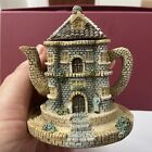 Miniature Of Books Cottage Tea Pot With Lid 1980’s ,resin Figurine 3.25’in Tall