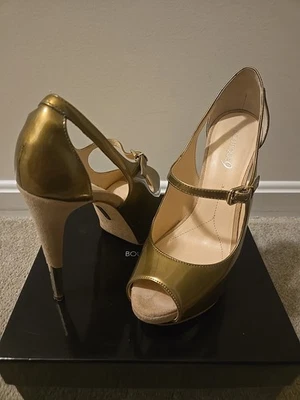 Boutique 9 BTNickeya заглянуть носок крест ремень Stiletto каблуках - золото - размер 9,5 - Изображение 1 из 4