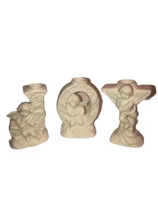 "Candelabros de Navidad blancos vintage ángeles deletreando alegría 6""" - Imagen 1 de 8